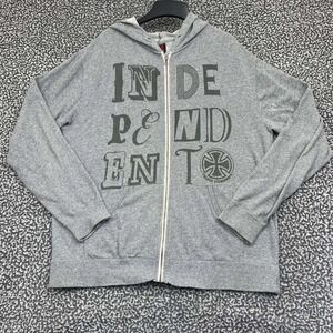 Independent Hoodie Men Medium Gray Full Zip Long Sleeve Pocket Outdoor M